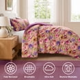 thumbnail image 4 of Regency Heights Full/Queen Velvet Comforter Set – 3-Piece Plum Floral Bedding, Vintage Cottage Shabby Chic Decor, 4 of 9