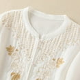 thumbnail image 4 of Womens Summer Gauze Tops Vintage Floral Embroidered 3/4 Sleeve Top Loose Fit Boho Dressy Casual Blouses Trendy, 4 of 7