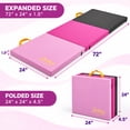 thumbnail image 5 of Justice 6ft Three Panel Folding Gymnastics Mat with Carry Handles, Multi Color Pink and Black, 1.5-inch Thickness, 5 of 7