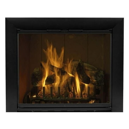 41 x 31.5 in. Reflection Fireplace Clear Glass Bifold Door Textured Black