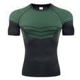 thumbnail image 4 of IWRICH Men's Compression Shirts Short Sleeve Workout Gym T-Shirt Running Tops Cool Dry Sports Base Layer Athletic Undershirts Green L, 4 of 4
