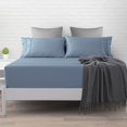 thumbnail image 3 of Alpha Cotton Luxury Sateen 1500 Thread Count Bed Sheet Set, Queen, Blue Linen, 6-Pieces, 3 of 4