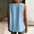 thumbnail image 4 of Stralyhd Womens Button Down Shirt Sleeveless Basic Workout Tops V Neck Linen Blouses Comfy and Breathable Beach Outfits Blue L, 4 of 6