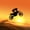 Warm Orange, variant on Castle Fairy Silhouette Style Motocross Rider Twin Sheet Sets 3pcs for Teens, Sunset Desert Art Bedding for Bedroom, Warm Orange