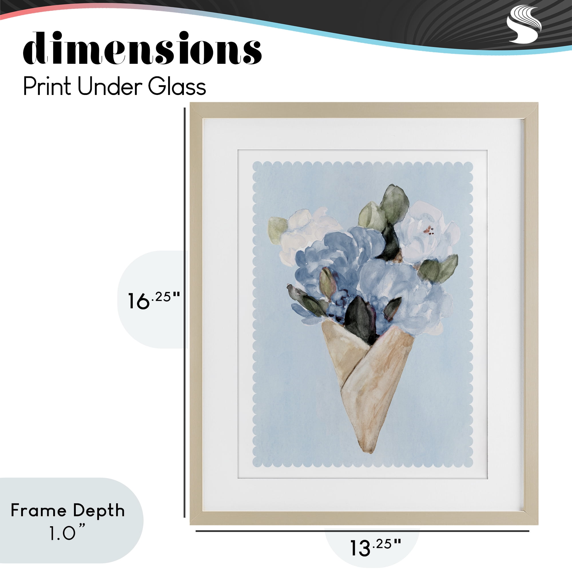 Stupell Industries Blue Gift Bouquet Birch Framed Print Under Glass, design by Lanie Loreth