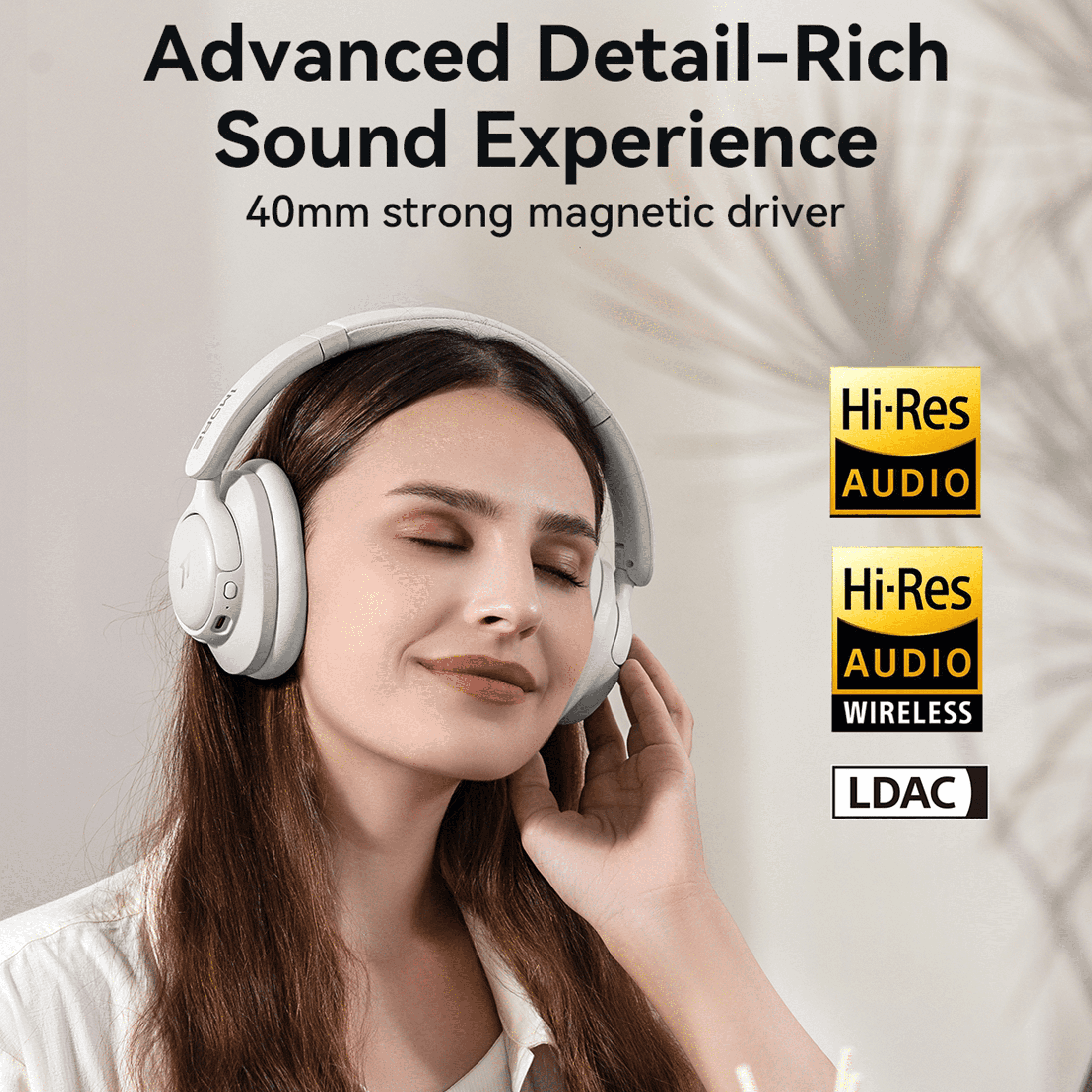 1MORE Sonoflow HQ31 Wireless Headphones with ANC, Hi-Res Audio, 90H Battery, White