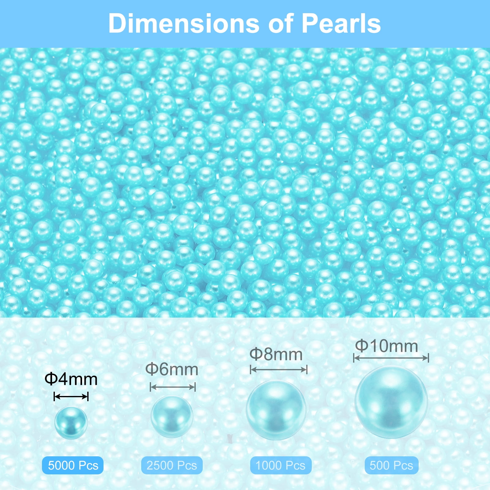 Unique Bargains Faux Pearl for Crafting No Hole Pearls for Vase Fillers Blue