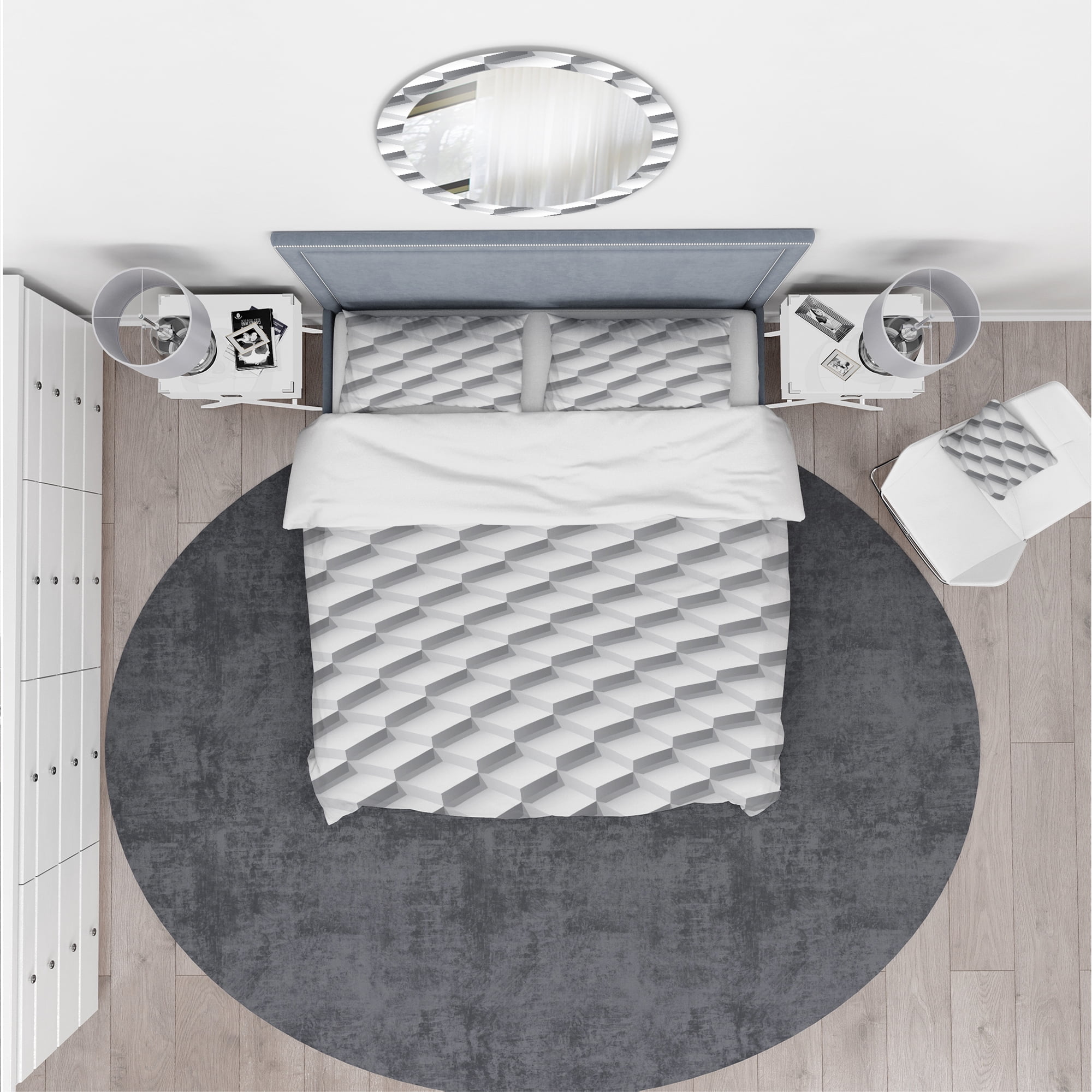 Designart 'White Abstract Pattern' Scandinavian Duvet Cover Set