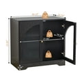 thumbnail image 3 of Wirrytor Accent Cabinets Storage Cabinet with Acrylic Door, Short Floor Wood Sideboard Buffet Cabinet with Display Adjustable Shelve for Living Room(Black), 3 of 8
