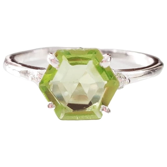 AAA Peridot Ring, 925 Sterling Silver, Women Ring, Natural Peridot, August Birthstone, Christmas, Thanksgiving, Tiny Dainty Ring, CZ Ring, Handmade, Statement Jewelry, Wedding, Anniversary Gift