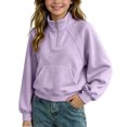 thumbnail image 2 of Mifsaly Boys Girls Sweatshirt Half Zip Long Sleeve Pullover Sweatshirts Kids Comfortable Casual Fall Winter Warm Outerwear Purple,11-12 Years, 2 of 7