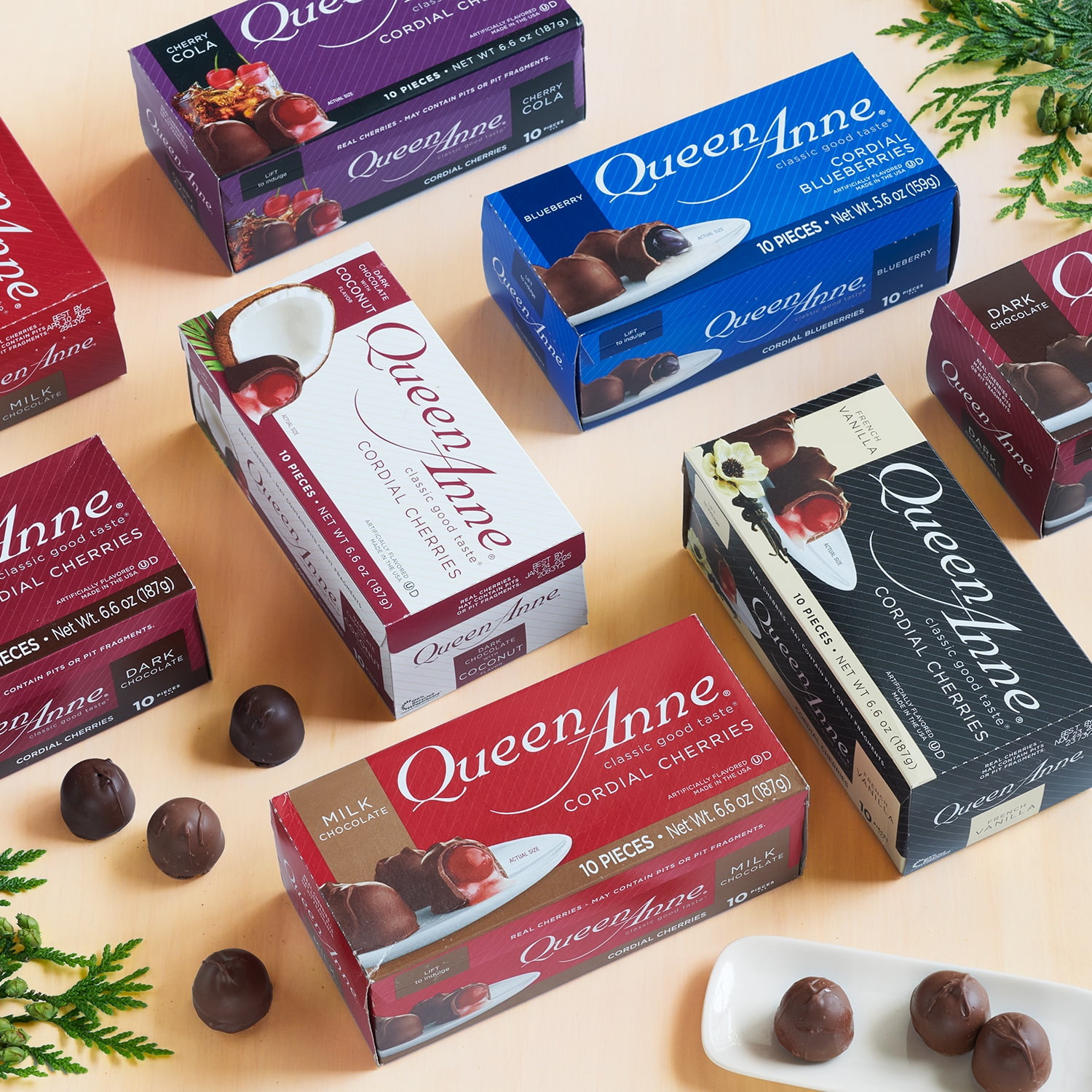 (2 pack) Queen Anne Milk Chocolate Cordial Blueberries, 5.6 oz, 10 Pieces