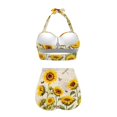 thumbnail image 2 of Suhoaziia Vintage Sunflower Bikinis for Women Plus Size Comfortable Skin-Friendly High Waist Bikini for Teenage Girls Backless Crisscross Lace Up Tankini Swimwear Size S, 2 of 6
