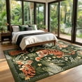 thumbnail image 6 of Beltran 3x5 Washable Tiger Area Rug – Vintage Safari Non Slip Carpet, Boho Green Print Rug for Living Room Bedroom Entryway, Easy Clean, 6 of 7