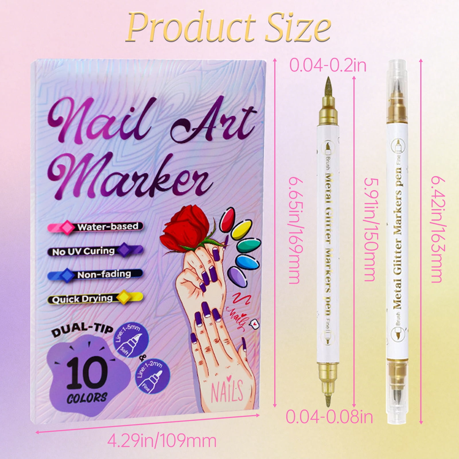 10 Color Nail Art Pens Set, Acrylic Paint Markers for Drawing & Dotting with 0.7mm Fine Tip - Quick-Drying, Waterproof DIY Nail Design Kit for Home Salon and Adult Manicure