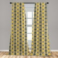 thumbnail image 5 of Ambesonne Geometric Curtains, Rhombus and Stripes, Pair of 28"x63", Grey Yellow White, 5 of 5