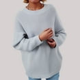 thumbnail image 2 of larppty Oversized Sweaters for Women Trendy Chunky Batwing Long Sleeve Casual Crewneck Ribbed Pullover Tunic Sweater (Grey, S), 2 of 5