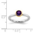 thumbnail image 6 of 925 Sterling Silver Stackable Gold-plated Amethyst Purple February Gemstone Ring Eternity Band Size 5, 6 of 7