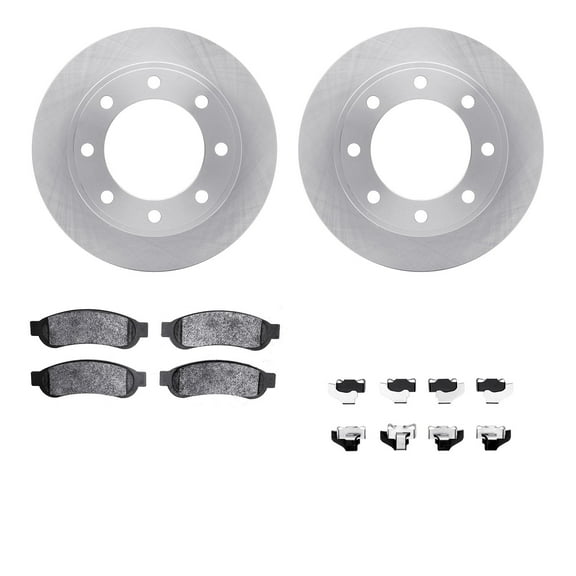 Dynamic Friction Company Rear Brake Rotors with Ultimate Duty Performance Brake Pads includes Hardware 6412-54247