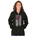 thumbnail image 4 of Breast Cancer Pink Line American Flag Zip Hoodie Sweatshirt Women Brisco Brands S, 4 of 6