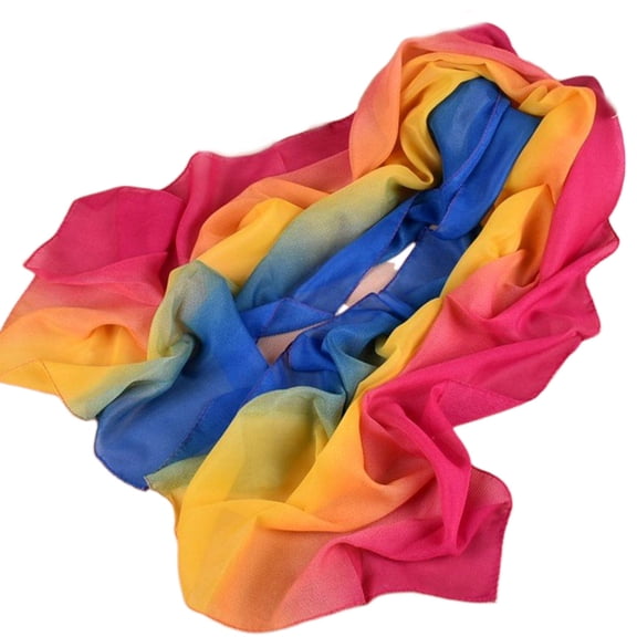 lanema 160x50cm Women Girl Chiffon Long Shawl Three Gradient Color Rainbow Ombre Sunscr