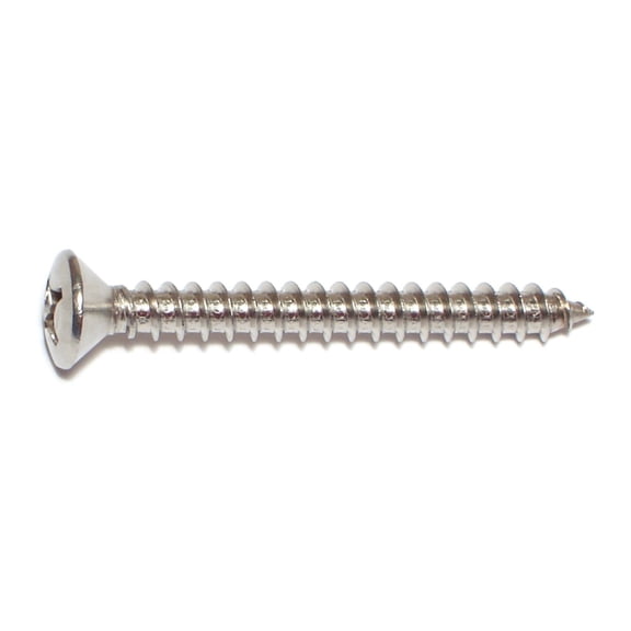 #12 x 2" 18-8 Stainless Steel Phillips Oval Head Sheet Metal Screws (10 pcs.)
