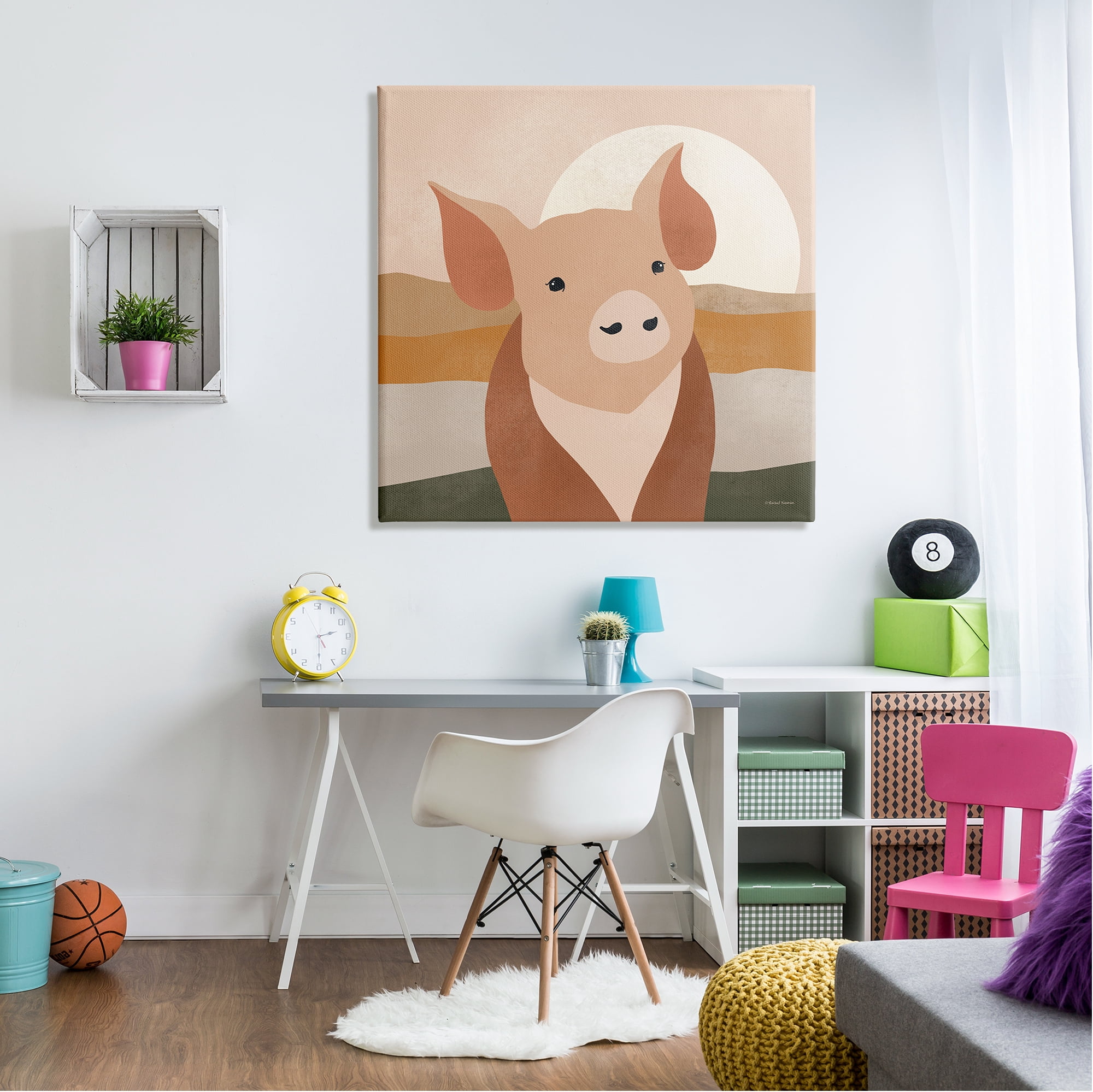 Stupell Industries Modern Farmhouse Pig Animals & Insects Painting Gallery Wrapped Canvas Art Print Wall Art, 36 x 36