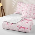 thumbnail image 4 of Erosebridal Girly Pink Bowknot Bed Spread Queen for Boys Girls, Cute Princess Ribbon Queen Coverlet Set, 3pcs, 4 of 7