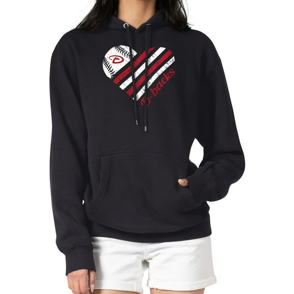 Women's G-III 4Her by Carl Banks Black Arizona Diamondbacks Heart Fleece Pullover Hoodie