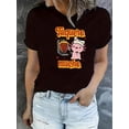 thumbnail image 1 of Chic Doll Fish Print Tee for Women - Casual Crew Neck Short Sleeve, Stretchy Polyester Blend, Machine Washable - Perfect Summer Top, English Pattern, Holiday ComfortFather's Day, Mother's Day, New Y, 1 of 7