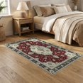 thumbnail image 2 of ODIKA 5'x7' Washable Area Rug Non-Slip, Chair-Friendly Vintage Traditional Center Medallion With Ornate Floral Border for Dining Room, Under Table, Home Office, 2 of 7