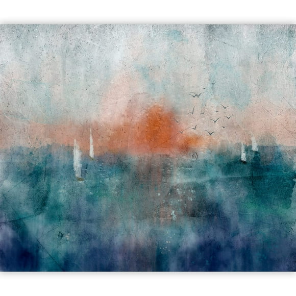 artgeist Wall Mural Abstract 177x124 in - XXL Non-Woven Wallpaper Fleece Wall Decor Photo Print Picture Image Design Sea Sunset Watercolor Like Painted c-A-0223-a-a