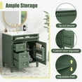 thumbnail image 3 of Bathroom Vanity with Sink 30 Inch, Bathroom Storage Cabinet With 3 Drawers, Cabinet Door Organizer & Adjustable Shelf, Green, 3 of 7