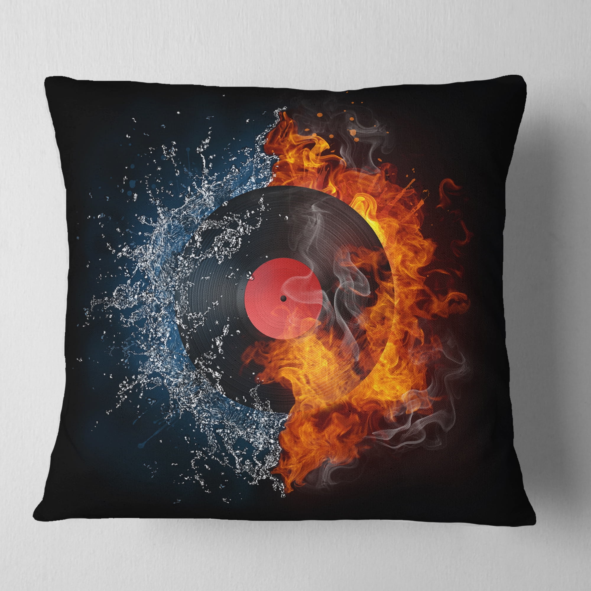 Designart Record Abstract - Abstract Throw Pillow - 16x16