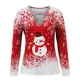 thumbnail image 4 of Puntoco Camisas para mujer Blusa de manga larga con estampado de cuello en V de Navidad Blusa regular estampada Puntoco Puntoco-996, 4 of 6