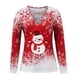 thumbnail image 4 of Pntutb Camisas para mujer Blusa de manga larga con estampado de cuello en V de Navidad Blusa regular estampada Pntutb Pntutb-2930, 4 of 6