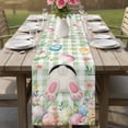 thumbnail image 4 of Easter Table Runner 72 Inches, Spring Rabbit Feet Wildflowers Eggs Green Lattice Bed Runner Dresser Scarves Tabletop for Indoor Outdoor Parties/Ceremony/Banquet, 13" x 72", 4 of 8