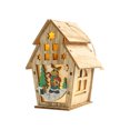 thumbnail image 1 of Casa de madera con luz LED, adornos navideños DIY, cabaña luminosa, árbol de Navidad colgante, adornos de Navidad, regalo para niños, Año Nuevo, 1 of 4