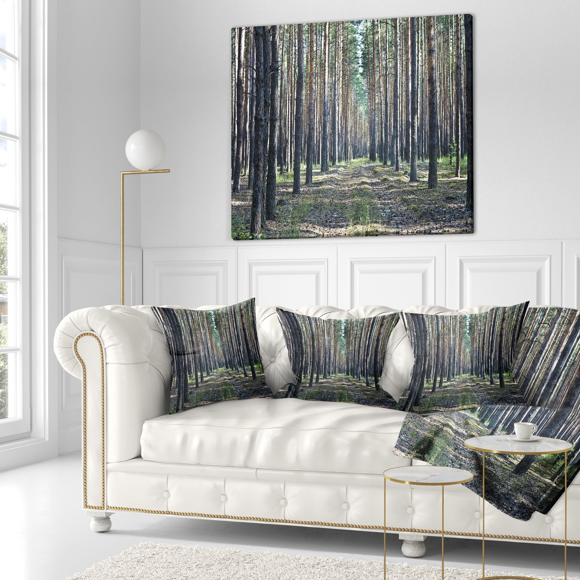 Designart Forest Road in Thick Woods - Modern Forest Throw Pillow - 18x18