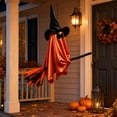 thumbnail image 6 of Orangide Outdoor Halloween Decoration Hanging Ghost Witch, 28 In Large Hanging Flying Ghost on Broomstick with Witch Hat Lighted, Ghost Decor for Porch Yard Tree, 6 of 7