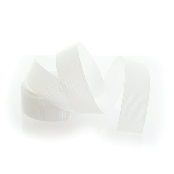 Textured 7/8" Grosgrain Ribbon Solid White 5 Yard