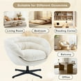 thumbnail image 5 of 33" Office Chair, Swivel Chair, Accent Chair With 360 Degree Swivel Chenille Fabric And Metal Base For Living Room Office And Reading Corner, Beige, 5 of 9