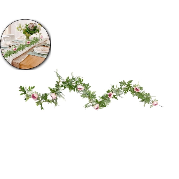 Artificial Eucalyptus Garlands with Flowers, Faux Floral Greenery Garlands Fake Flowers Vines for Wedding Table Centerpieces Arch Party Ceremony Backdrop Decor