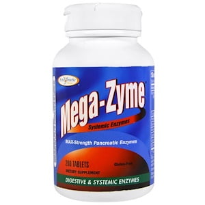 Enzymatic Therapy, Mega-Zyme, Systemic Enzymes, 200 Tablets (Pack of