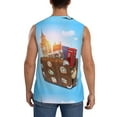 thumbnail image 4 of Lsque Trip to London Print Men's Cotton Blend Sleeveless Muscle Shirts (S-3XL)- Moisture Wicking, Odor Protection, UPF 30+,3X-Large, 4 of 8