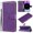 Purple, variant on Wallet Case for iPhone 16 Pro with Card Holder, PU Leather Flip Folio Shell Wrist Strap Stand Function Magnetic Closure Shockproof Protective Phone Cover for iPhone 16 Pro, Black
