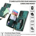thumbnail image 3 of Allytech Galaxy S20 Plus Wallet Case with Crossbody Strap, Vintage PU Leather Large Zipper Pocket Cards Slots Stand Shockproof Wallet Case Cover for Samsung Galaxy S20 Plus - Green, 3 of 9