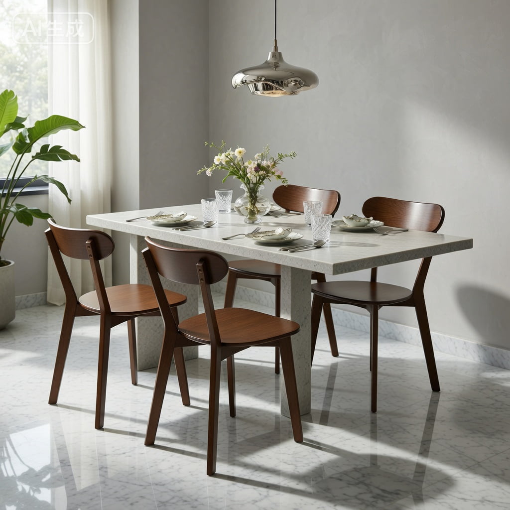 Hommoo Mid Century Modern Solid Wood Dining Chairs Set of 2, Ergonomic Curved Backrest, Adjustable Leveling Feet, for Dining Room, Kitchen & Living Room, Walnut
