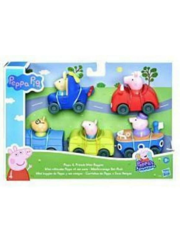 The Peppa Pig Family Drive Cars, Plastic Buggies and Piglets, 5set, for Boys and Girls Over 2 years Old, Gifts from Cartoons