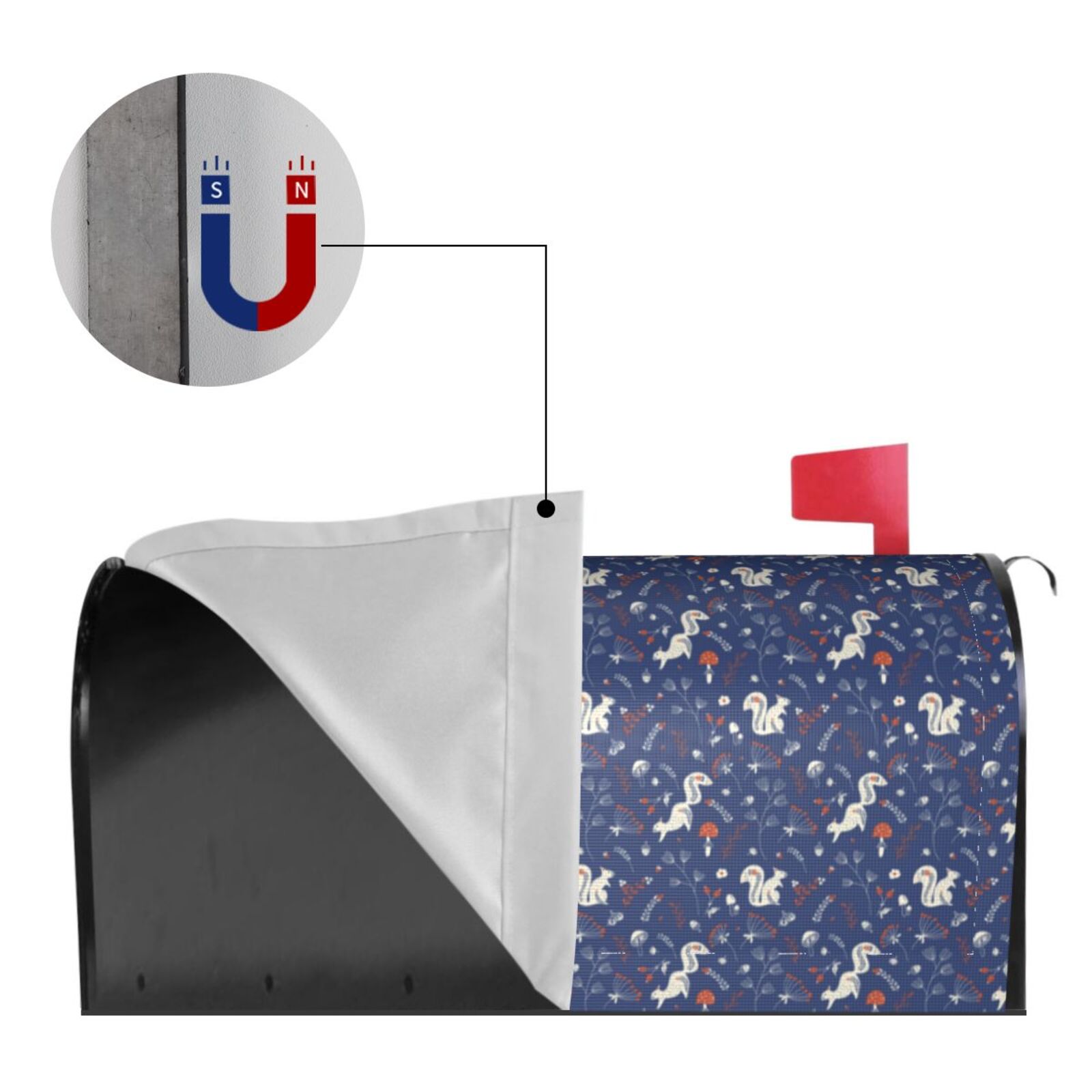 Xecao Squirrel Flower for Mailbox Cover with Magnetic Strips, Waterproof and Sunscreen, Adds a Decorative Touch to Your Garden Yard.